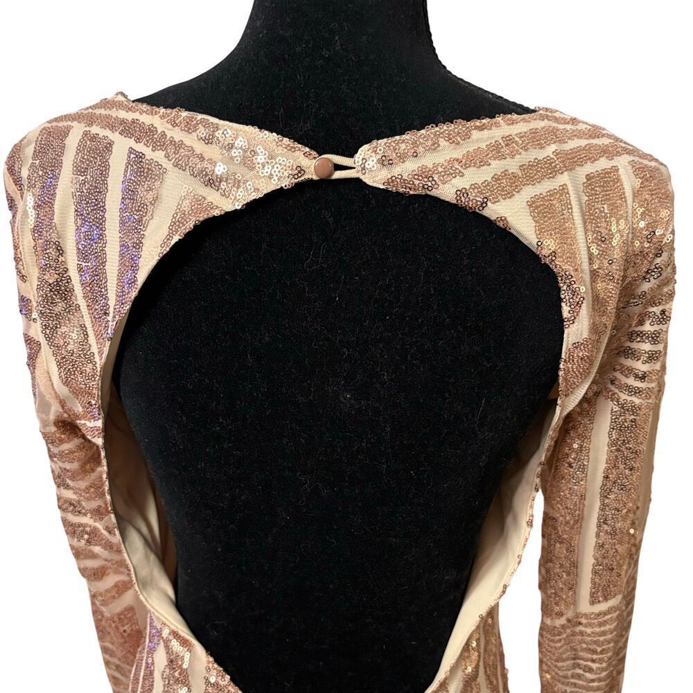 Pink Lily Champagne Sequin Open Back Bodycon Dress Size L - Picture 5 of 12